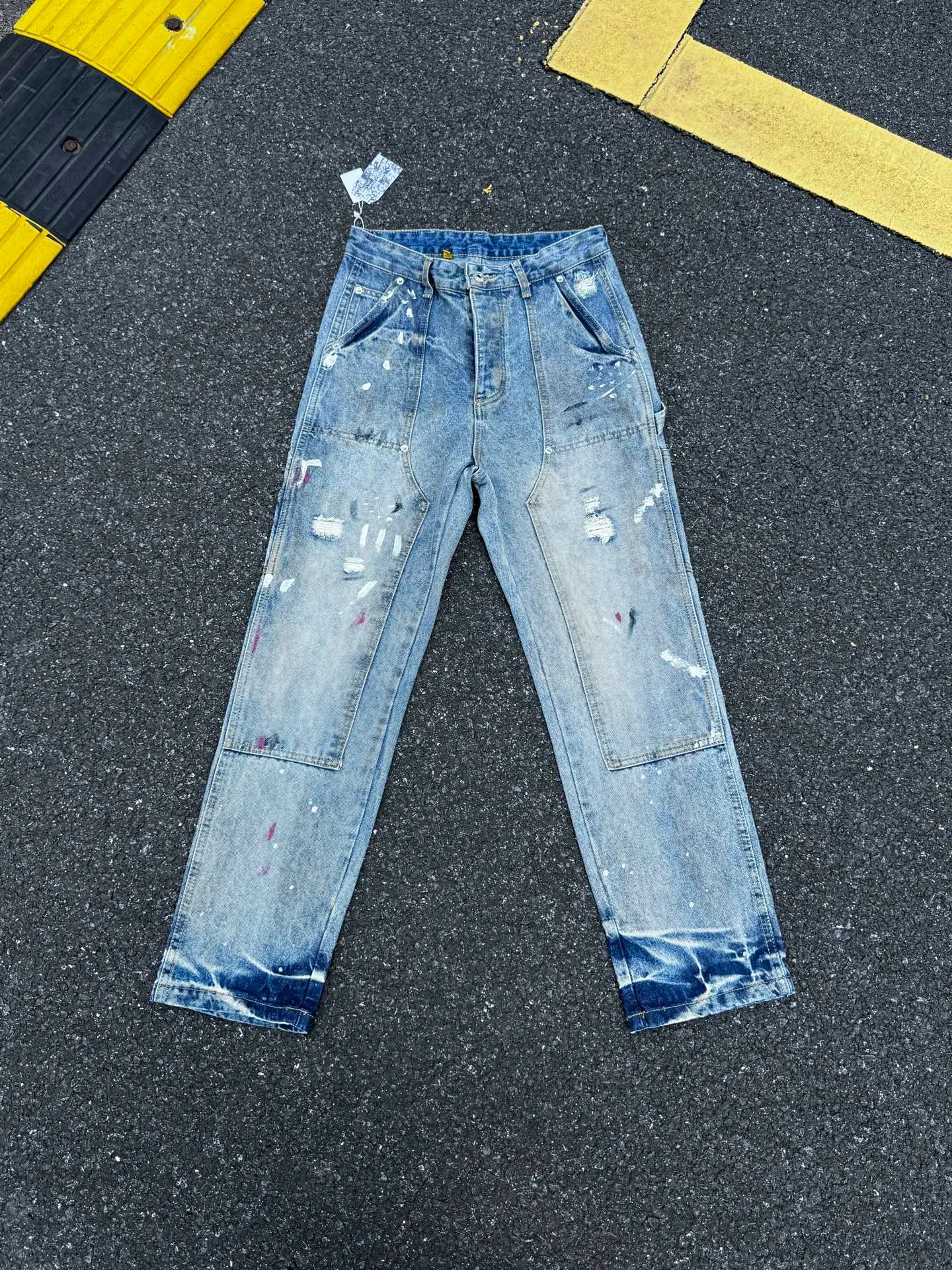 P260💰G97 GALLERY DEPT. Logging retro old stained ink denim bell bottoms washed jeans Size: 28 30 32 34 36